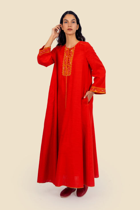 Dress in cotton with front buttons